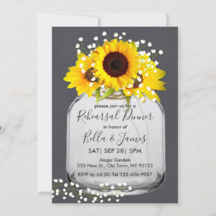 Invitaciones a la cena de un ensayo de girasol jar