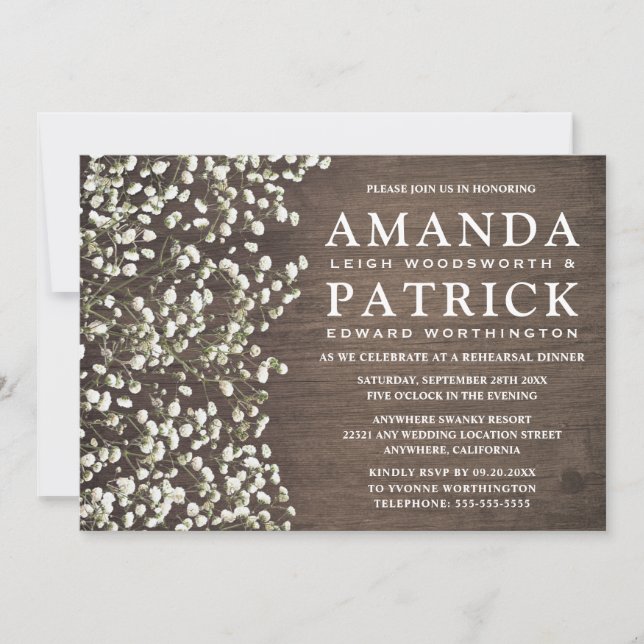 Invitaciones a la cena de un ensayo de madera de a (Anverso)