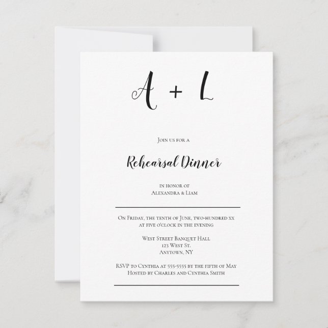 Invitaciones a la cena de un ensayo monocórico mod (Anverso)