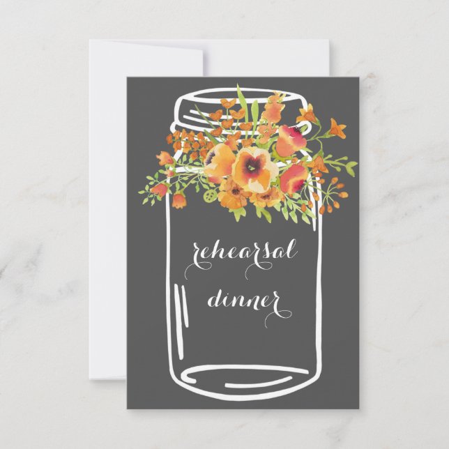Invitaciones a la cena de un ensayo rústico floral (Anverso)