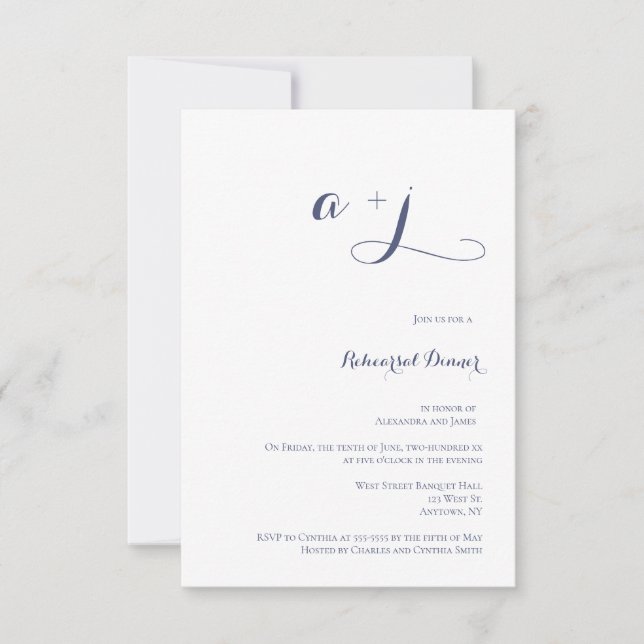 Invitaciones a la cena en monograma simple de la m (Anverso)