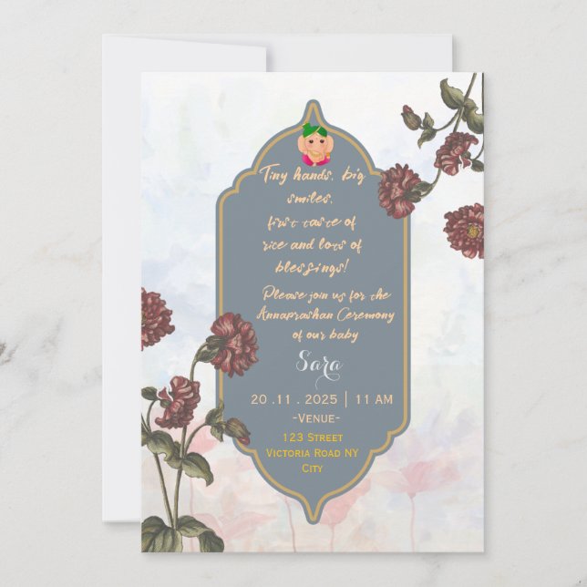 Invitaciones a la Ceremonia de Annaprashan  (Anverso)
