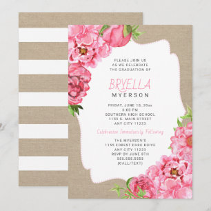 Invitaciones a la ceremonia de graduación con flor