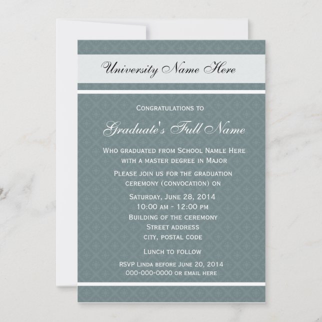 Invitaciones a la ceremonia de graduación (convoca (Anverso)