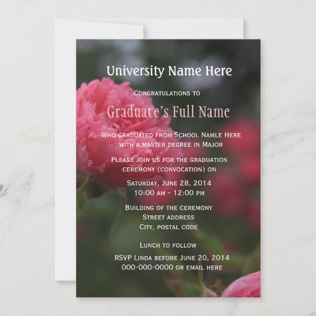 Invitaciones a la ceremonia de graduación (convoca (Anverso)