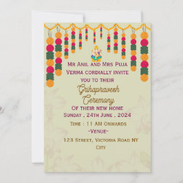Invitaciones a la ceremonia de Grihapravesh