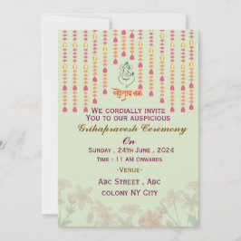Invitaciones a la ceremonia de Grihapravesh