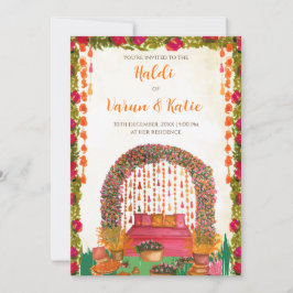 Invitaciones a la ceremonia del boda hindú Haldi