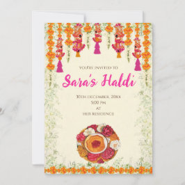 invitaciones a la ceremonia Haldi de la boda india