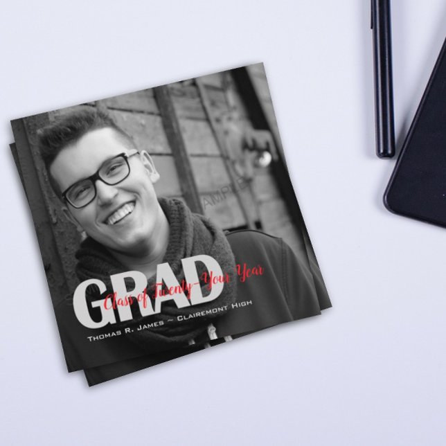 Invitaciones a la "clase de" foto de grado en blan (Subido por el creador)