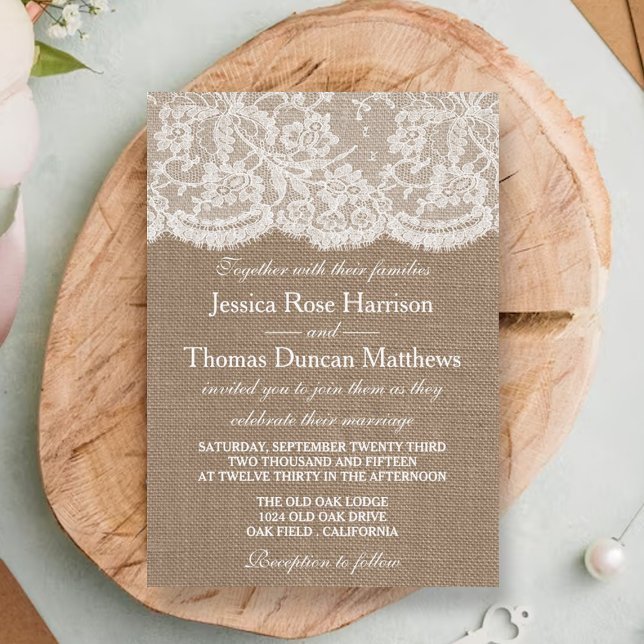 Invitaciones a la colección de Bodas Burlap & Lace (Subido por el creador)