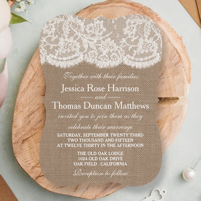 Invitaciones a la colección de Bodas Burlap & Lace (Subido por el creador)