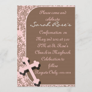 Invitaciones A LA CONFIRMACIÓN PINK DAMASK Para CH