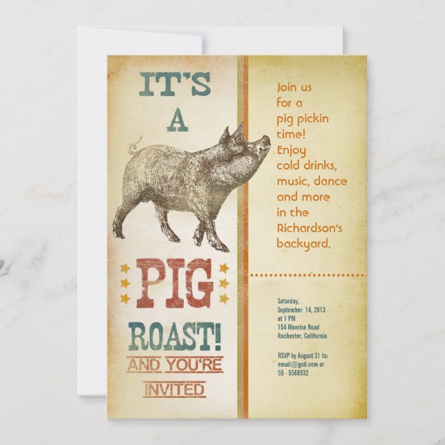 Invitaciones a la cosecha del Fiesta de asado de c (Anverso)