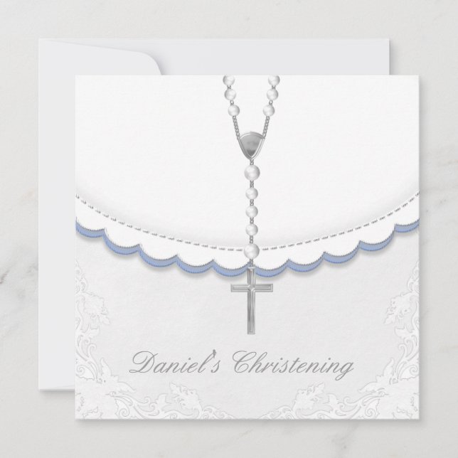 Invitaciones a la cristiandad azul y gris para los (Anverso)