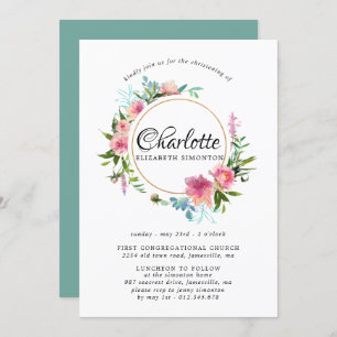 Invitaciones a la cristiandad por floral rosa y or