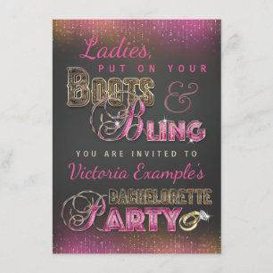 Invitaciones a la despedida de soltera Botas y Bri