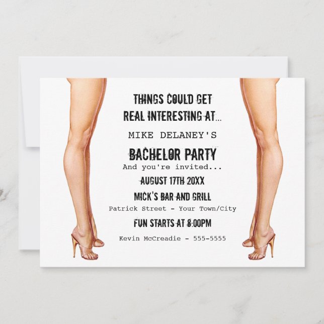 Invitaciones a la despedida de soltera de piernas  (Anverso)