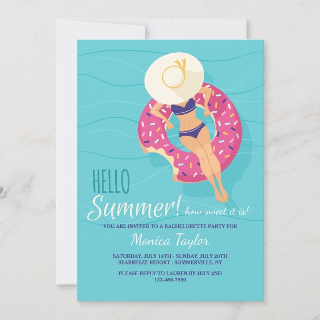 Invitaciones a la despedida de soltera de verano (Anverso)