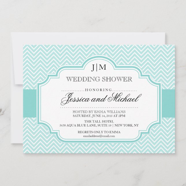 Invitaciones a la ducha Aqua Blue Wedding (Anverso)