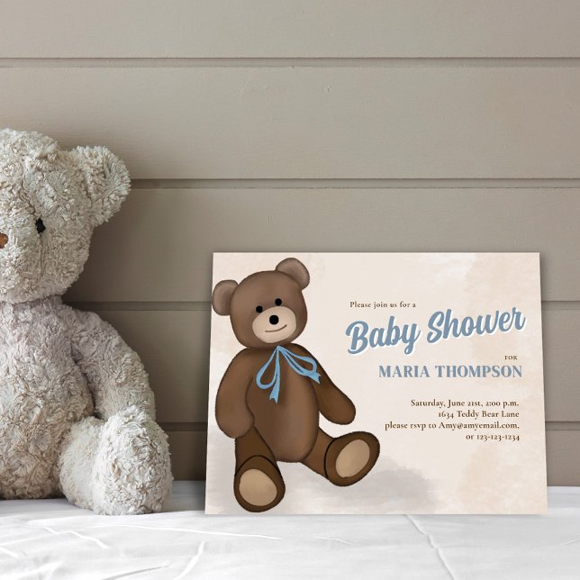 Invitaciones a la ducha azul cúter de Baby Boy (Cute Baby Shower custom invitaiton postcard. )
