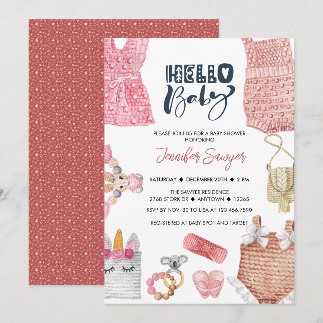 Invitaciones a la ducha Baby Shower Baby Girl (Anverso / Reverso)