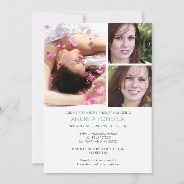 Invitaciones a la ducha bebé con fotos personales: (Anverso)