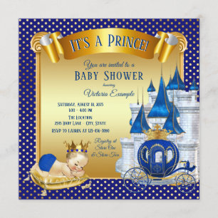 Invitaciones a la ducha Blue Gold Prince