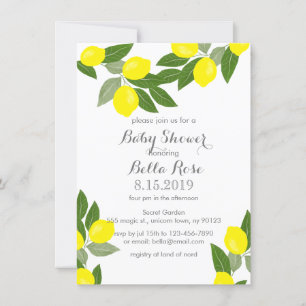 Invitaciones a la ducha Boho Citrus Lemon Baby