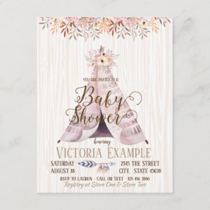 Invitaciones a la ducha Boho TeePee Baby