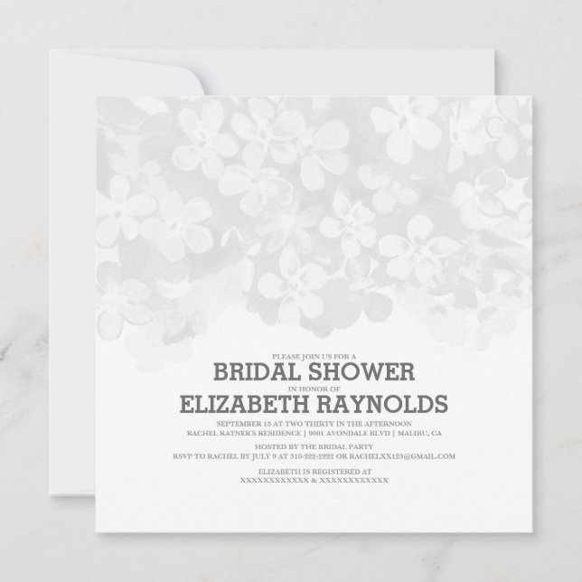 Invitaciones A La Ducha Bridal De Flores Negras Y  (Anverso)