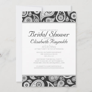 Invitaciones A La Ducha Bridal De Paisley Blanco Y