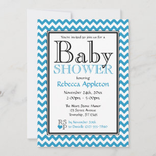 Invitaciones a la ducha Chevron Blue & White Baby
