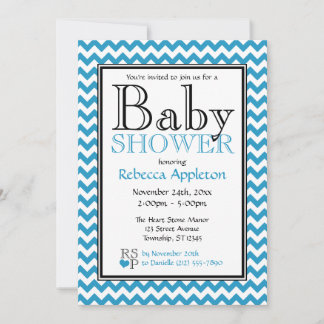 Invitaciones a la ducha Chevron Blue & White Baby