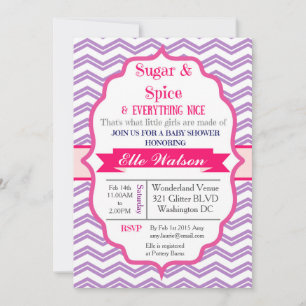 Invitaciones a la ducha Chica rosa de azúcar y esp