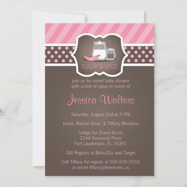 Invitaciones a la ducha con azúcar y especias de m (Anverso)
