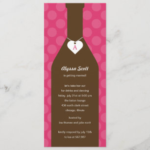 Invitaciones a la ducha con botella de vino - Rosa