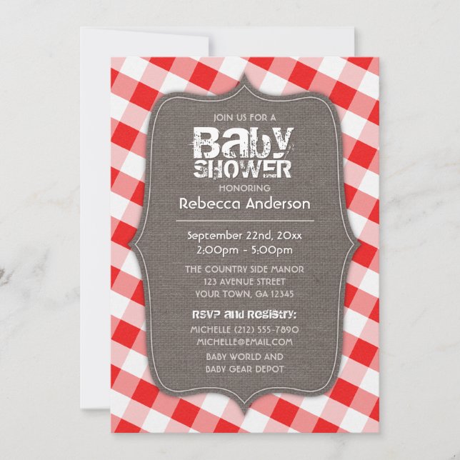 Invitaciones a la ducha con canvas Red & White Gin (Anverso)