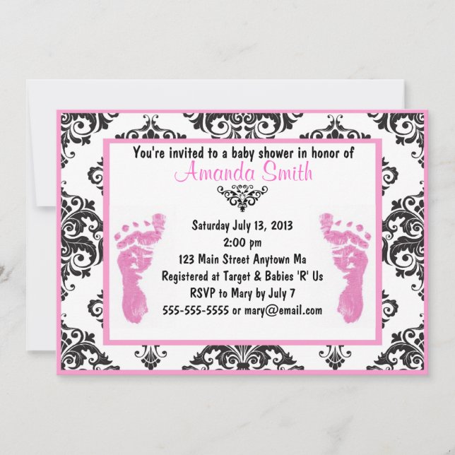 Invitaciones a la ducha con Chica de bebé con Dama (Anverso)