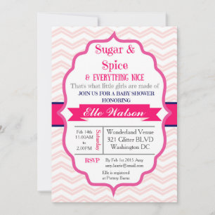 Invitaciones a la ducha con Chica rosa con azúcar 