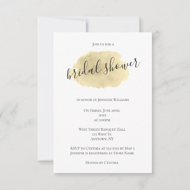 Invitaciones a la ducha con colchas doradas de col (Anverso)