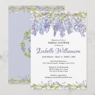 Invitaciones a la ducha con color de agua morado f