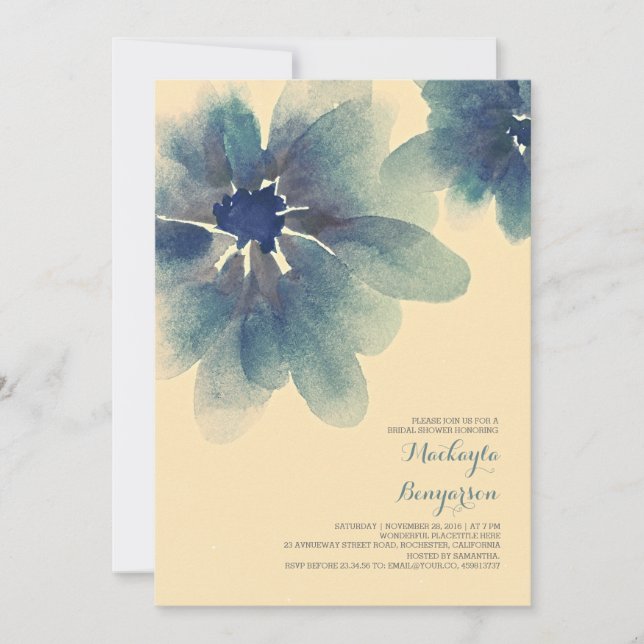 invitaciones a la ducha con coloración floral acuá (Anverso)