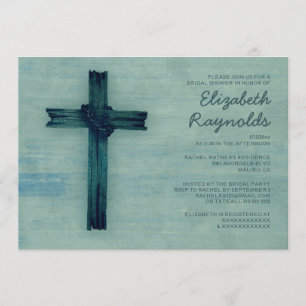 Invitaciones a la ducha con cruces de hierro rústi