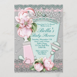 Invitaciones a la ducha con flores de jewel