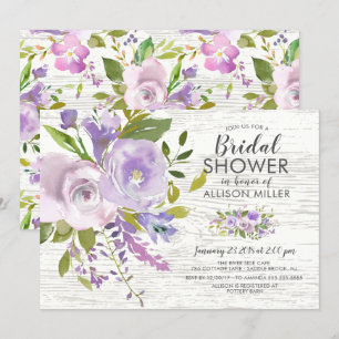 Invitaciones a la ducha con flores de lavanda rúst