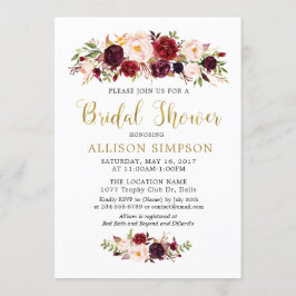 Invitaciones a la ducha con flores Gold Marsala