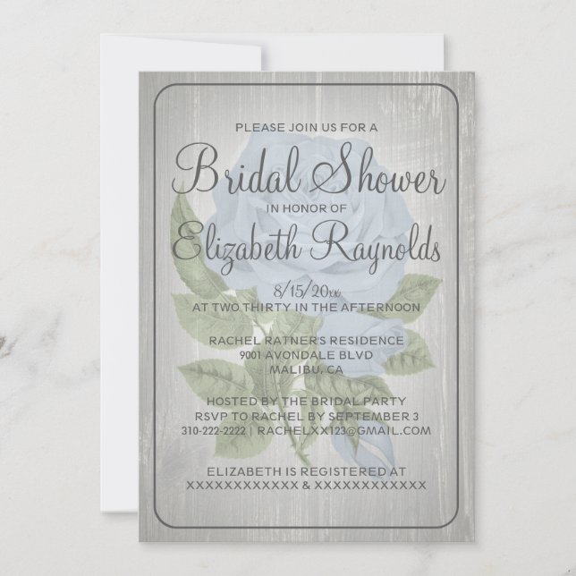 Invitaciones a la ducha con flores grises (Anverso)