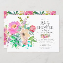 Invitaciones a la ducha con flores para los bebés