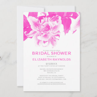 Invitaciones a la ducha con flores rosas calientes